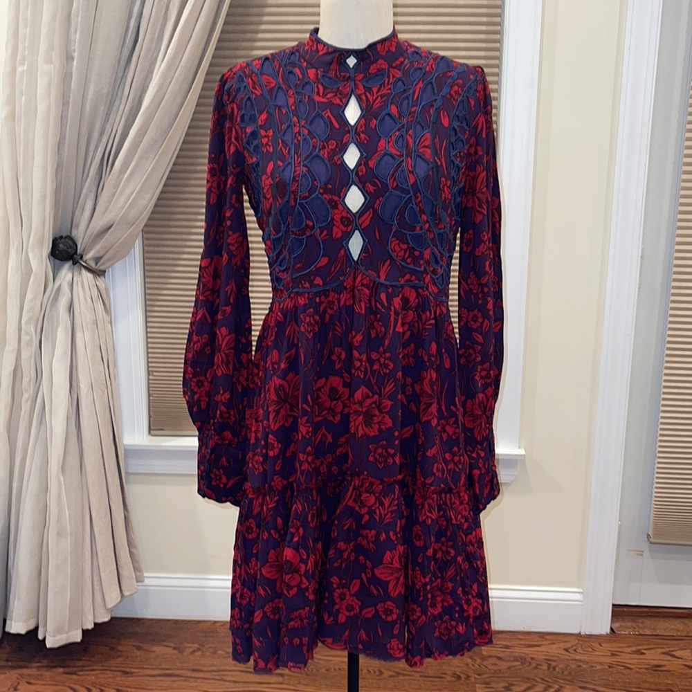 Gorgeous Free People Floral Print Dress With Cutwork Embroidery - Picture 2 of 11